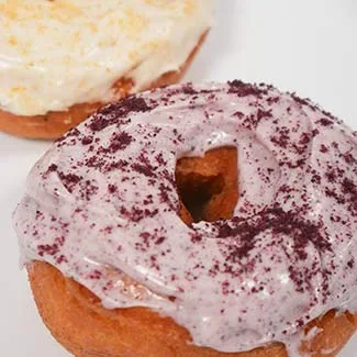 Blueberry powder on dessert Blueberry powder on dessert